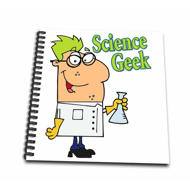 3dRose Funny Science Geek Cartoon Character Mini Notepad, 4 by 4inch