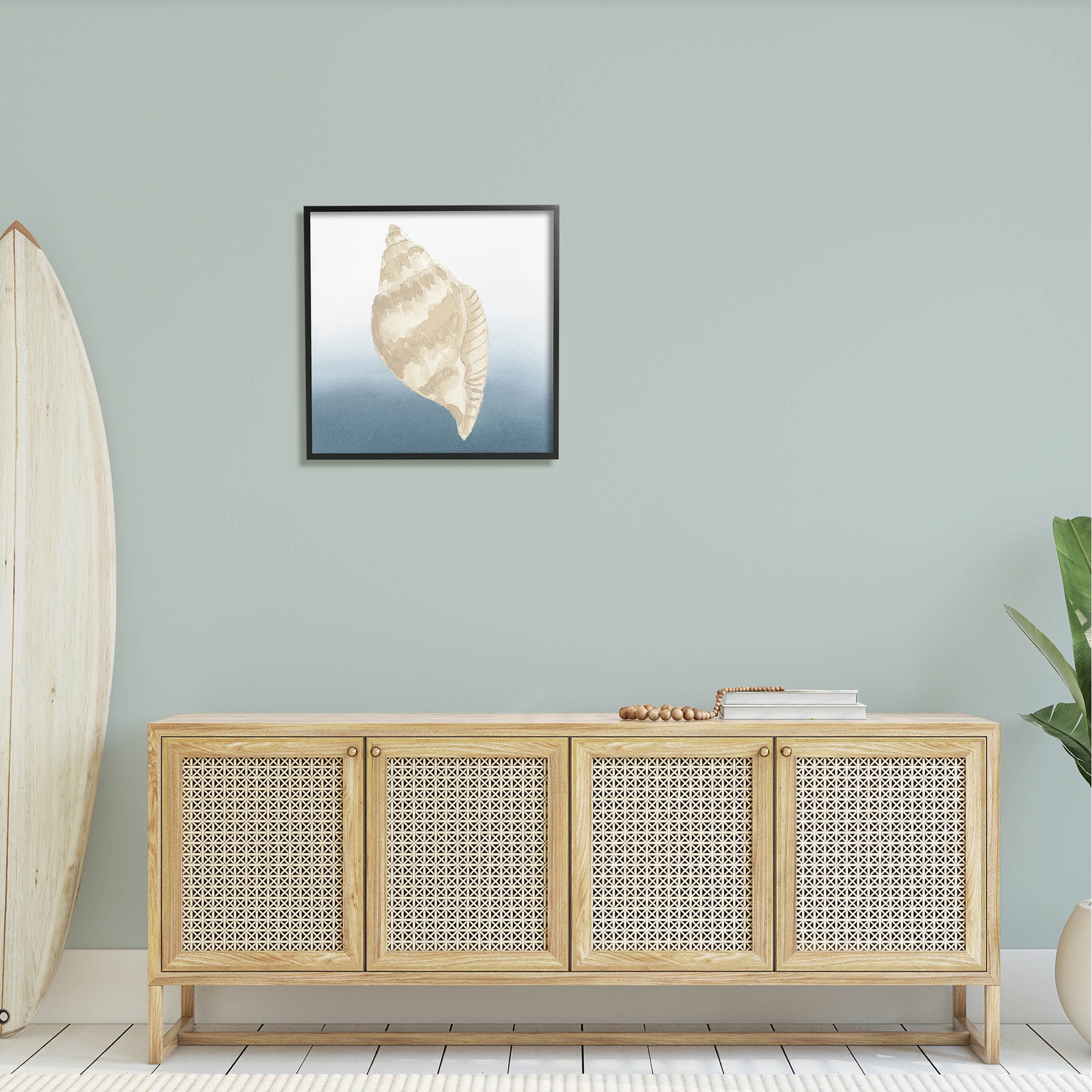 Casual Conch Nautical Life Animals & Insects Graphic Art Black Framed Art Print Wall Art