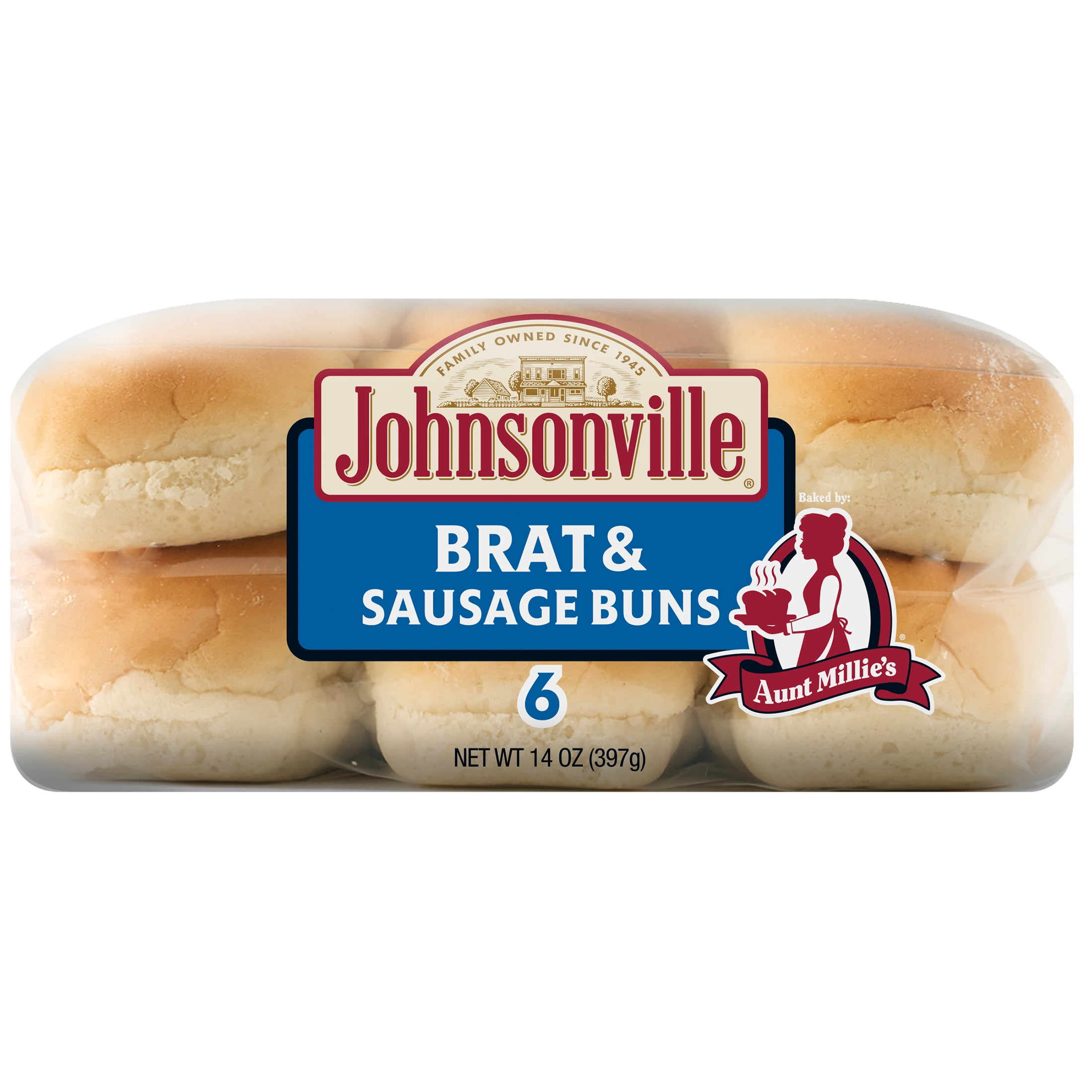 Johnsonville Brat & Sausage Buns, Baked by Aunt Millie's, 6 Count, 17 oz.