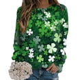 thumbnail image 2 of ASFGIMUJ Women St Pa Day T Shirts Crewneck Green Sweatshirt Raglan Sleeve Shirt Pullover Tops Loose Suitable Dressy Tops,Size S, 2 of 5