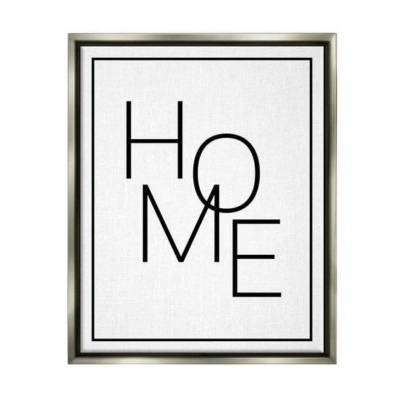 Stupell Industries Minimal Home Phrase Inspirational Painting Gray Floater Framed Art Print Wall Art, 17 x 21