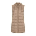 thumbnail image 5 of MOJOGO Women's Puffer Vest Quilted Snap Sleeveless Mid-Length Outwear Jackets Warm Fall Winter Down Coats with Hood Khaki XL, 5 of 6