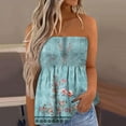 thumbnail image 2 of Playeras,Blusas y Tops,Ropa para Mujer Mujeres Negro Tank Top Camiseta de tirantes sin mangas con estampado floral para mujer, cintura elástica plisada, sin espalda (Sky Blue, XXL), 2 of 4
