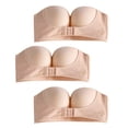 thumbnail image 3 of Kelon Bra On Sale Women's Nylon Bra Womens 3PCS Solid Color Strapless Non Slip Adjustment Rimless Dress Bra, 3 of 9