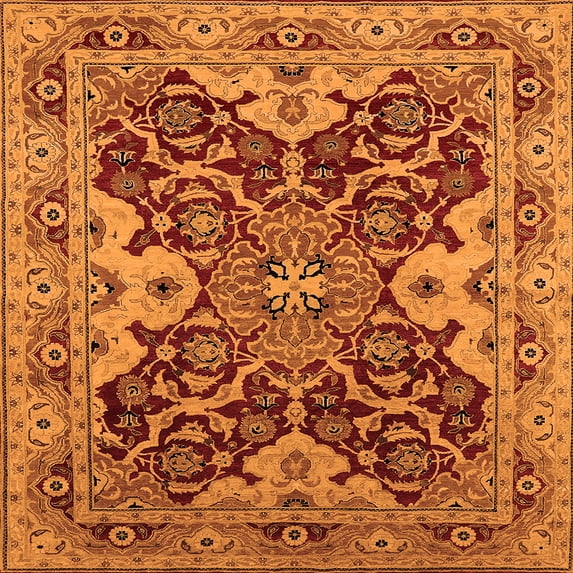 Ahgly Company Indoor Square Oriental Orange Industrial Area Rugs, 5' Square