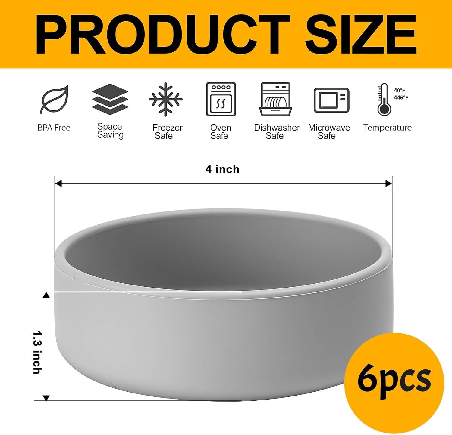 6 Pack Silicone Air Fryer Egg Molds, Individual Egg Pan Microwave Egg Cooker Eggwich Egg Bites Cups 6oz Small Prep Bowls for Kitchen Oven Microwave - Grey