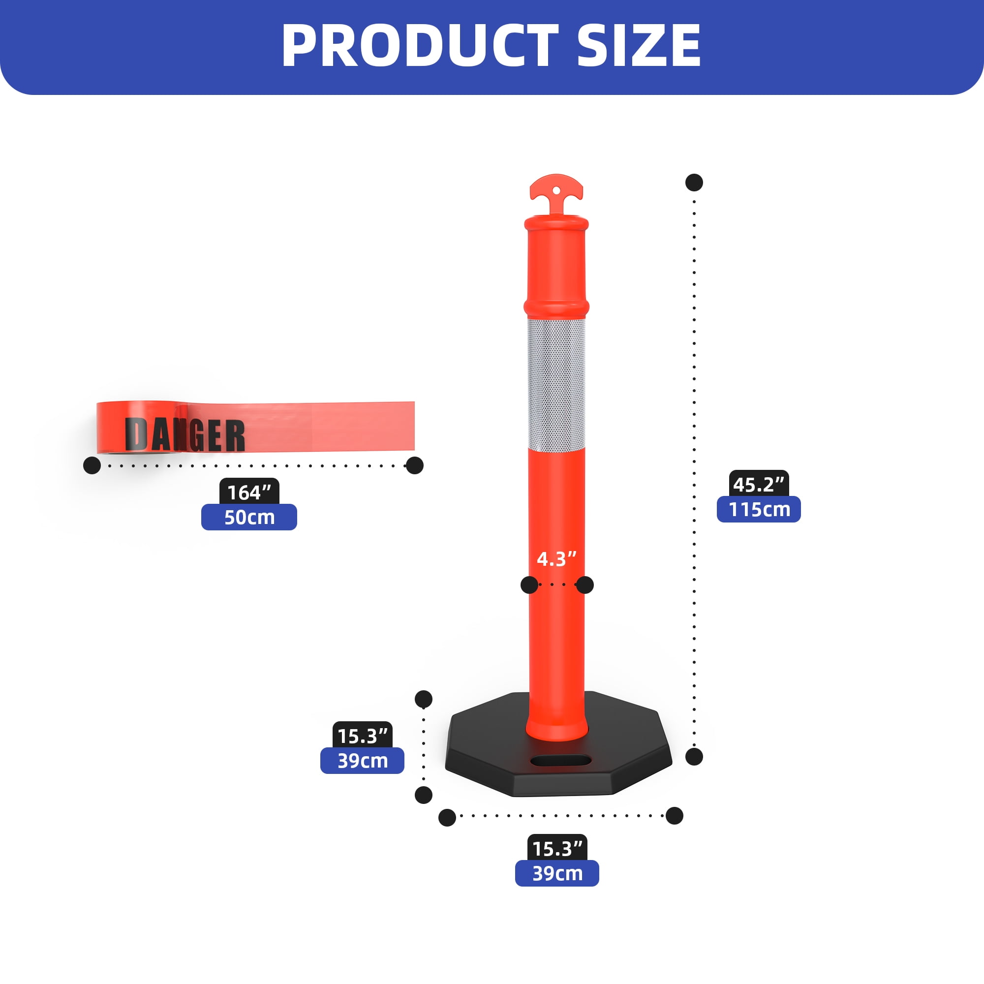 Uforic Delineator Post with Base, 6 Pack Traffic Delineator Posts