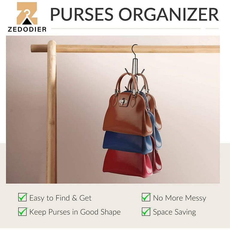 1 Pack Purse Hanger Organizer for Closet, Hanging Bag Holder, Metal Handbag  Storage Hook Backpack Rack Space Saving Hanger, Black
