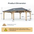 thumbnail image 2 of 12x20 ft Cedar Wood Gazebo, Hardtop Gazebo with Galvanized Steel Double Roof, 2 of 6