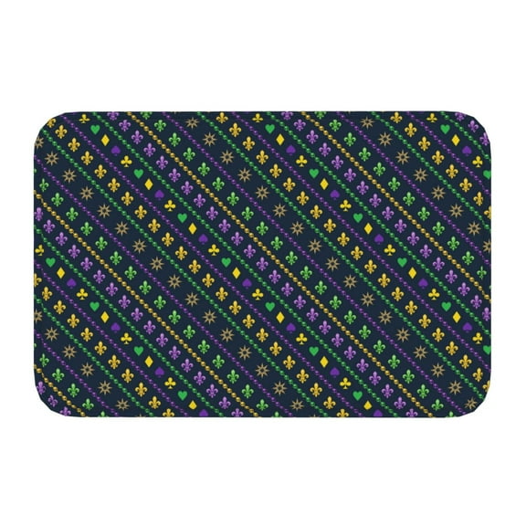 Kdxio Mardi Gras Strings of Beads,16" x 24", Non-Slip Front Door Mats,Outdoor Welcome Mat Washable