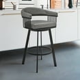 thumbnail image 6 of Armen Living Indoor Bronson 25" Counter Height Swivel Bar Stool in Black Finish and Gray Faux Leather, 6 of 9