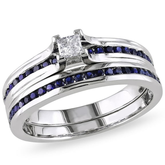 Everly Women's Created Sapphire Sterling Silver Bridal Set