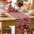 thumbnail image 5 of Burlap Table Runner 72 Inches Long,Christmas Holly Berry Red Stripe Non-Slip Kitchen Table Runners for Dining Room Everyday Use Party Table Decorations Winter Pine Branch Retro Linen, 5 of 9