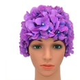thumbnail image 4 of Purple Women's Retro Floral Swim Cap, 4 of 5