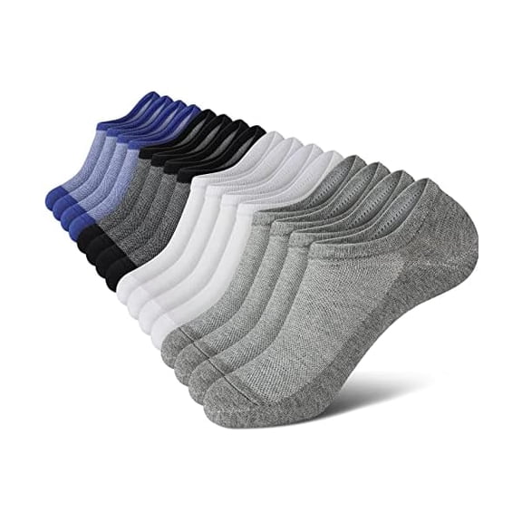 Eryueer No Show Socks Men, Low Cut Ankle Short Casual Cotton Socks with Non Slip Grips 6-10/11-13