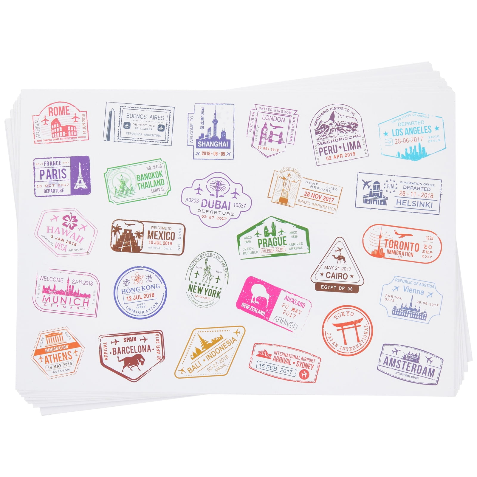 Children's play passports inc stickers and stamps 