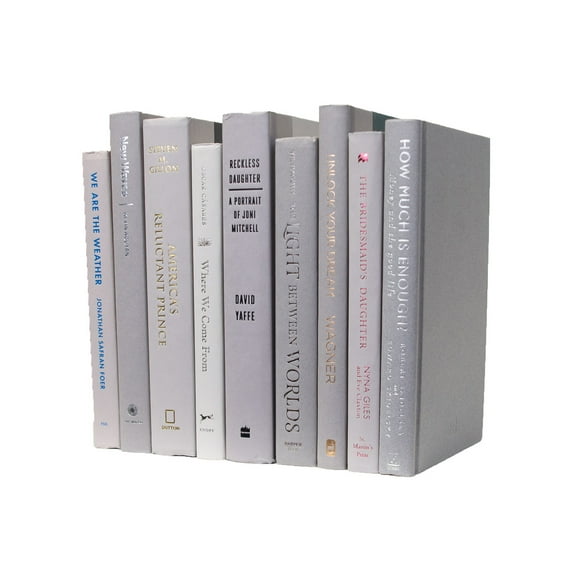 Pen & Willow Gray Decorative Books - Real shelf-ready book bundle for home or office decor, weddings or staging.