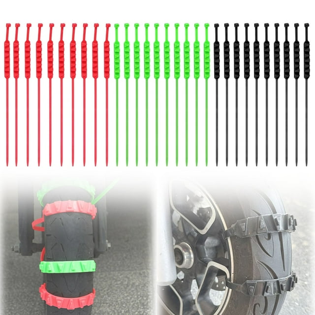 Reusable Nylon Zip Tie Tire Chains for Motorcycles E-Bikes Cars 20PCS Snow Ice Traction