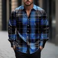 thumbnail image 2 of Wyobmus Mens Casual Button Down Shirts Wrinkle Free Stretch Dress Shirs Long Sleeve Turndown Collar Plaid Business Shirts H-Navy, 2 of 5