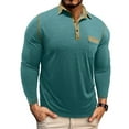 thumbnail image 2 of DDAPJ pyju Big and Tall Polos for Men Long Sleeve Contrast Collar Golf Shirt Business Casual Polo Shirts with Chest Pocket Mint Green M, 2 of 6
