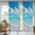 thumbnail image 3 of Outdoor Curtains for Patio Waterproof, Summer Ocean Windproof Pravicy Outside Porch Blackout Curtain, Coastal Blue Sky Sea Waves Natural Scenery Sun Blocking Grommets Curtains for Cabana 54"x84", 3 of 9