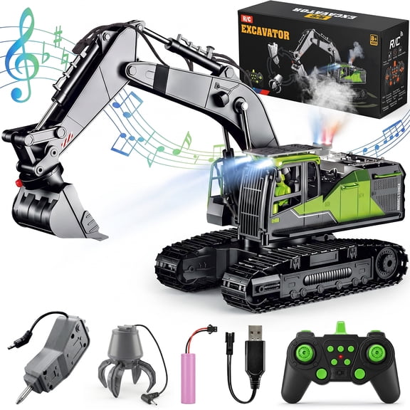 Monqistar 3-in-1 Excavator Toys for Boys, Construction Vehicles Toys, Rotatable 680°, Birthday Gifts Boy Toys for 3-8 Years Old