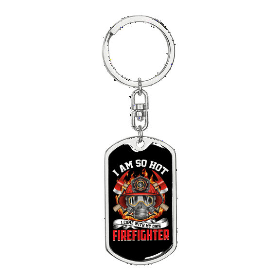 My Own Firefighter Stainless Steel or 18k Gold Premium Swivel Dog Tag Keychain