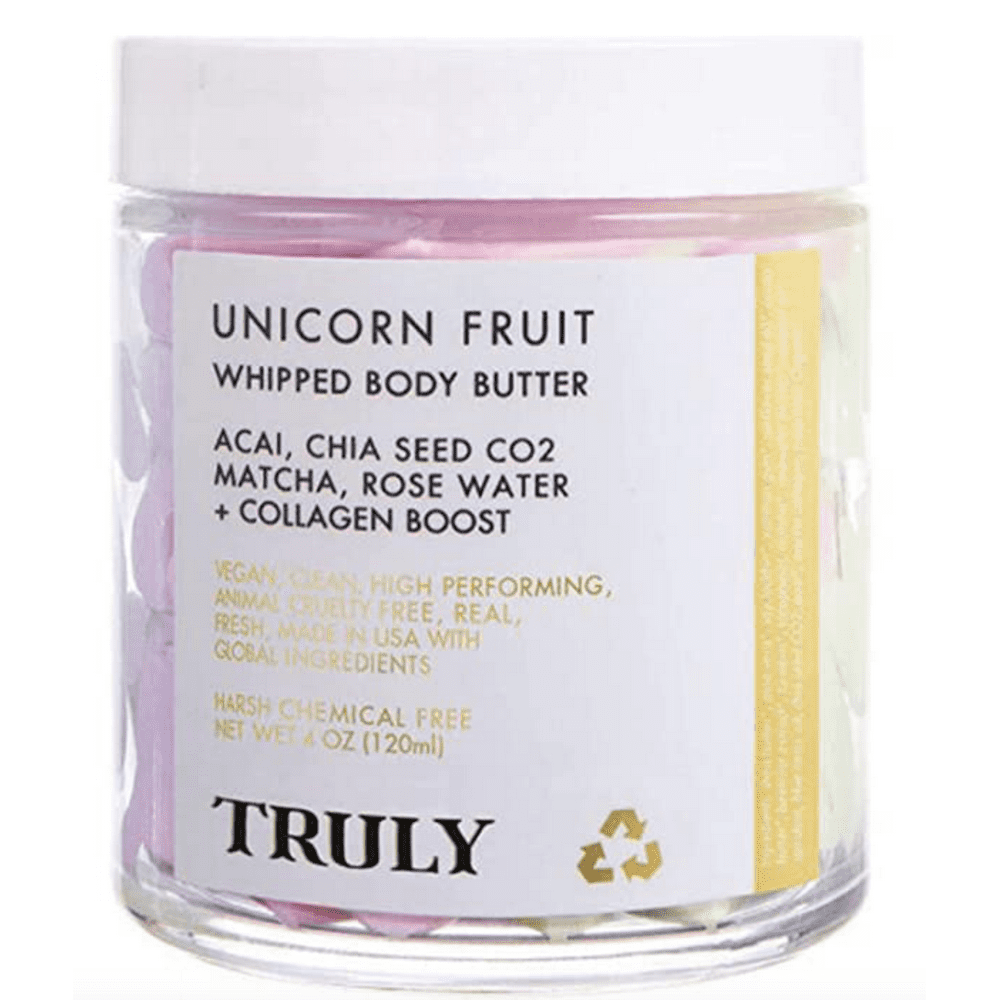 Truly Unicorn Fruit Whipped Body Butter 4 Oz! Infused with Matcha, Acaii, Chia, Rose And