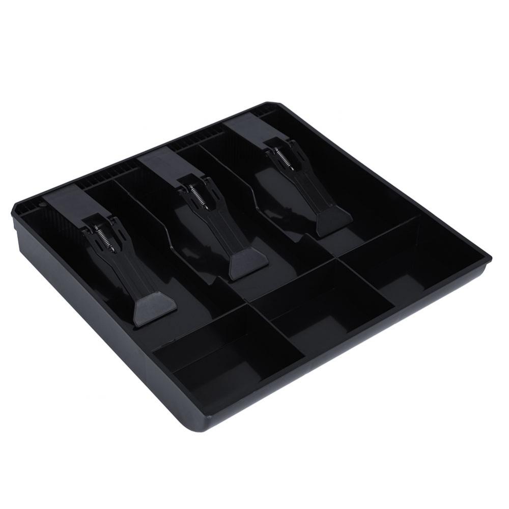 Plateau De Caisse Enregistreuse - Format 32,2x24,5x3,5 Cm - En ABS - 4 Compartiments Billets + 3 Pièces - Noir, Blanc Ou Rose