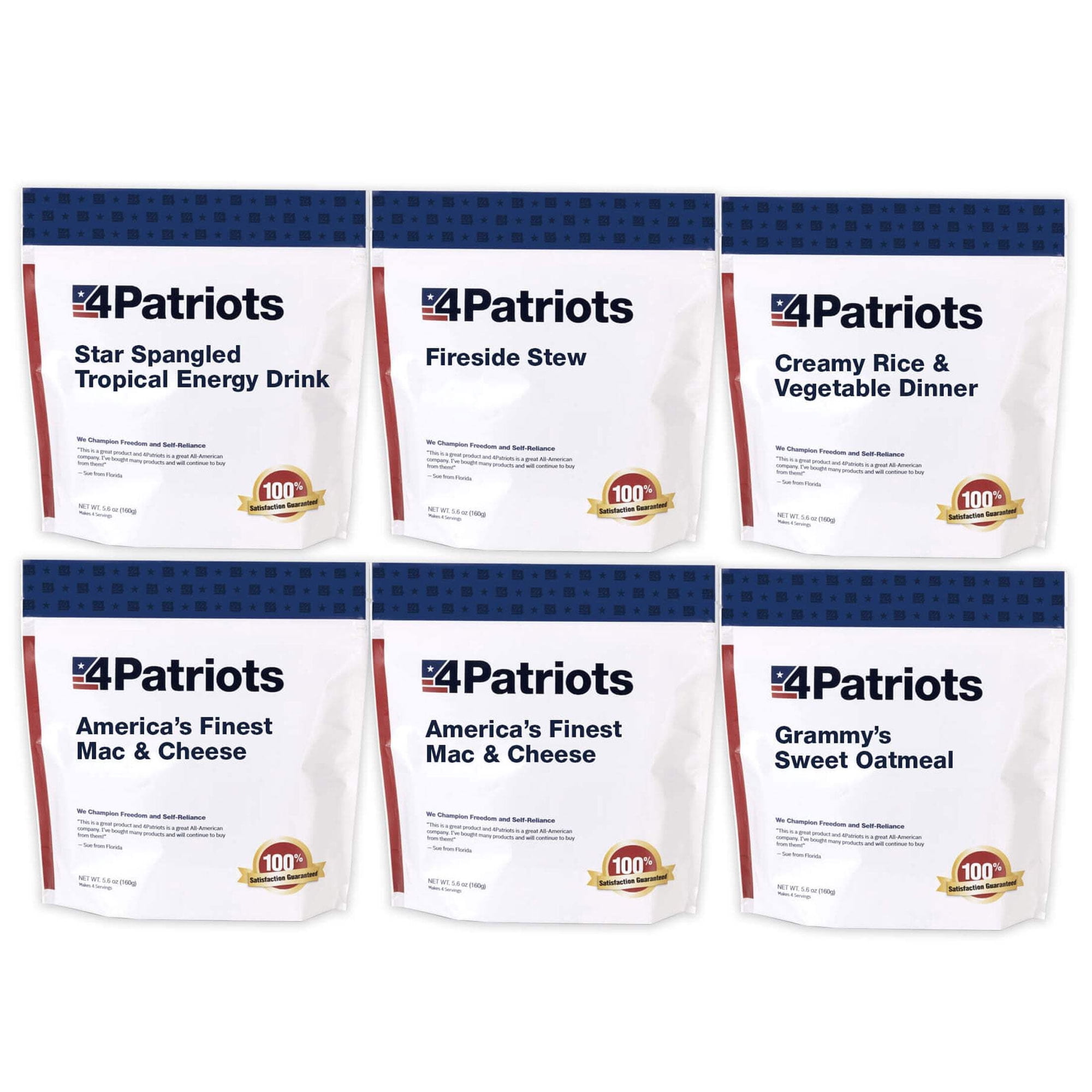 4Patriots 1-Week Emergency Food Supply Survival Kit - Freeze-Dried, Designed to Last 25 Years - 42 Servings of Delicious Breakfast, Lunch, & Dinner