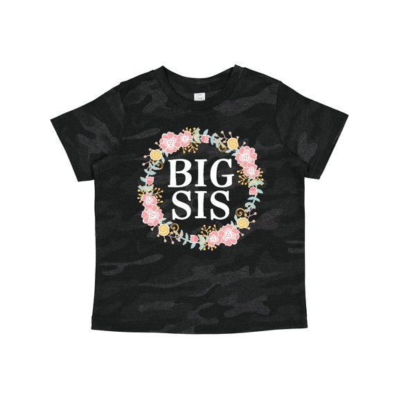 Inktastic Big Sis Rose Floral Wreath Sister Girls Toddler T-Shirt
