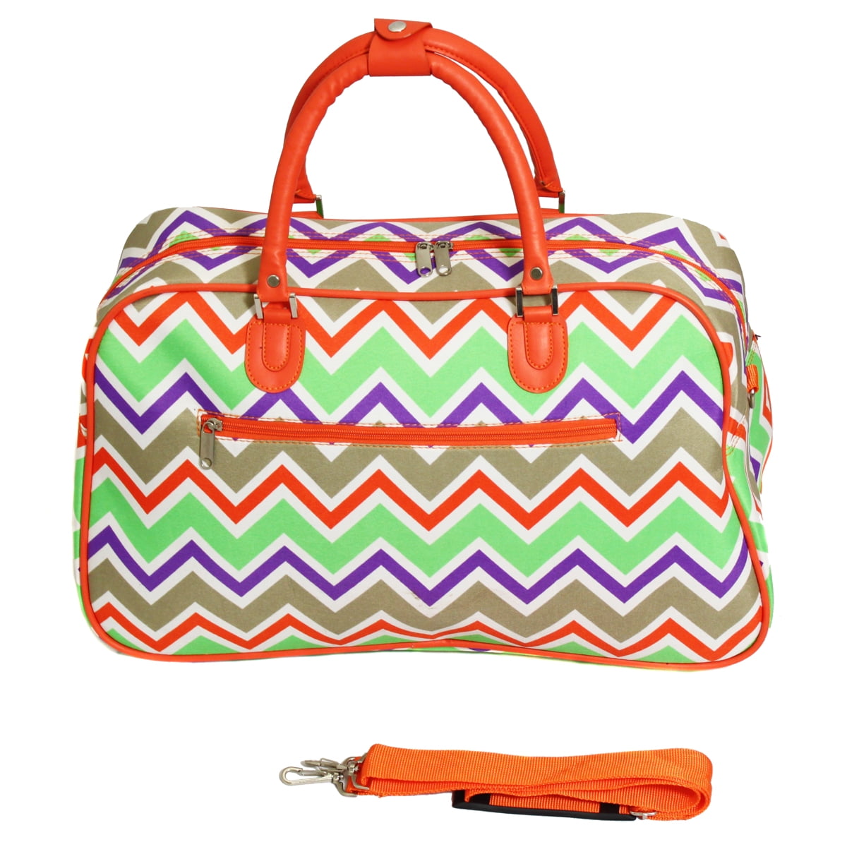 World Traveler 21-Inch Carry-On Shoulder Duffel Bag - Orange Trim Chevron Multi