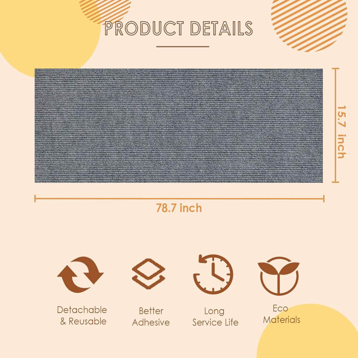 Cat Scratch Mat, Trimmable & Adhesive Cat Scratching Pad, Cat Wall Climbing Scratch Mat Furniture Couch Protection, 16"x79"