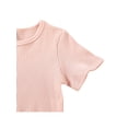 thumbnail image 4 of Caoirhny Baby Girl’s Ribbed Two Piece Clothing Set 2T 3T 4T 5T 6T 7T Fashion Solid Color Short Sleeve T-shirt and Ruffles Short Skirt, 4 of 9