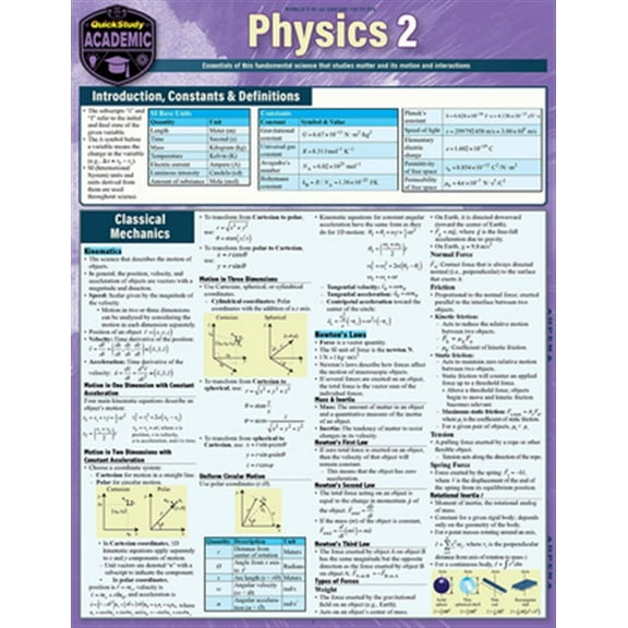 Pre-Owned Physics 2 : a QuickStudy Laminated Reference Guide (Edition 1) (Other)