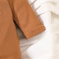 thumbnail image 7 of AWZXDE Toddlers Girl Outfits Knit Footed Long Sleeve Romper With Matching Knot Hat Embroidered Letter Crew Neck Snap Crotch 2 Casual Daily Wear Set Brown - 3-6 Months, 7 of 7