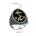 thumbnail image 4 of Bling Jewelry Mens Oval Signet Nautical Rope Anchor Ring Two Tone Sterling Silver Made In Turkey, 4 of 6