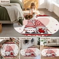 thumbnail image 6 of Valentines Day Large Area Rugs for Bedroom Living Room, Soft Non Slip Carpet Bedside Rug, Romantic Gnomes Love Heart Red Rose Round Floor Cover Kitchen Accent Rug 6' for Dining Room/Office, 6 of 9