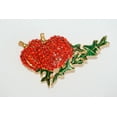 thumbnail image 2 of Gold Tone PUMPKIN Pin Brooch Rhinestone Autumn Fall Thanksgiving Jewelry, 2 of 9