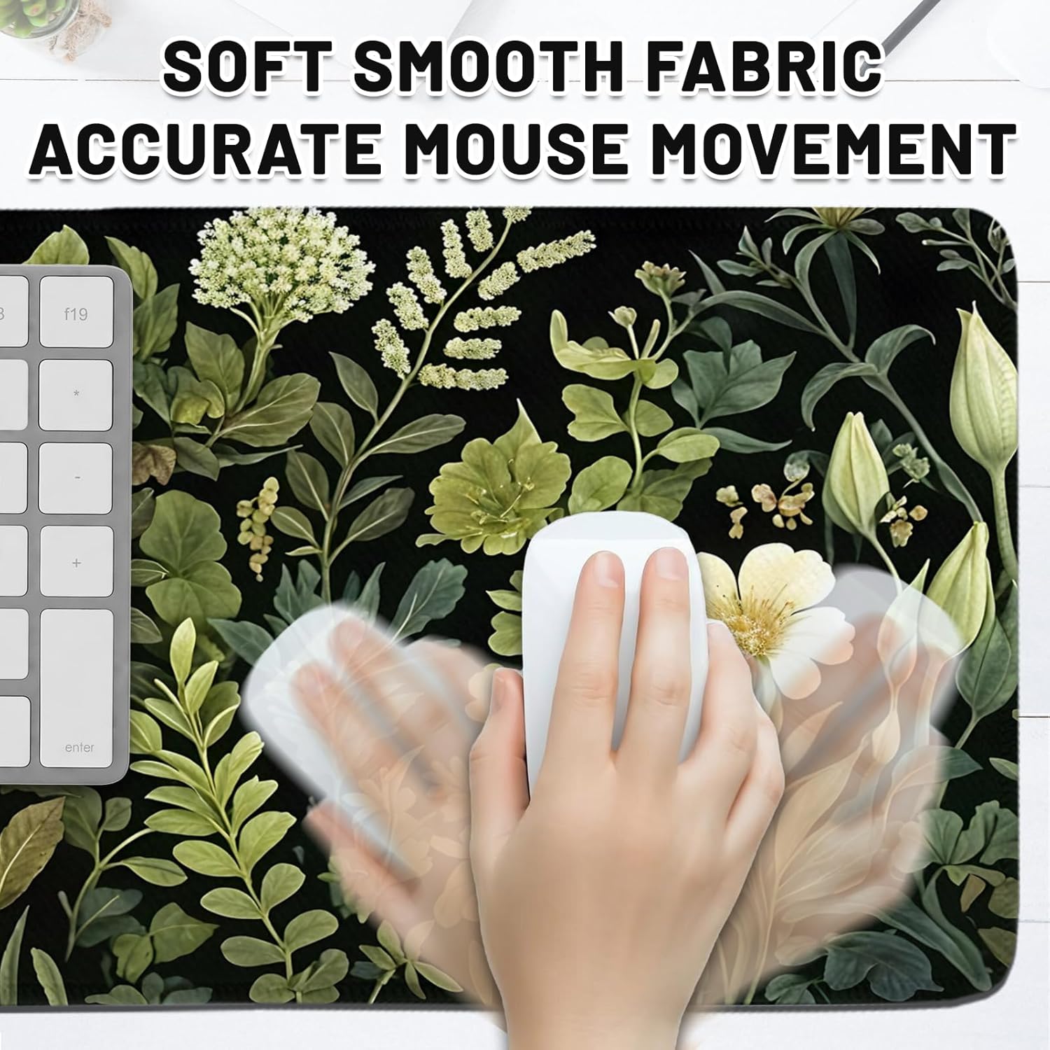 Gaming Mouse Pad Flower Botanical Extra Large, Oversized VintageFloral Plant Mousepad Non-Slip Base Stitched Edges, Long Desk Mat for Keyboard Mouse 15.7”x 34.7”XXL Gift for Christmas, for Women Men