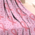 thumbnail image 3 of Pink Breast Cancer Ribbon Floral Pattern Blanket,Comfortable Soft Flannel Throw Blanket,All Season,Warm Lightweight Blankets for Sofa Bed Couch Living Room Chair,50"x60", 3 of 4