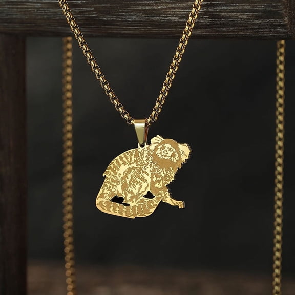 Cute Marmoset Monkey Pendant Necklace Stainless Steel Animal Necklaces for Women Men Birthday Party Gift