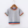 thumbnail image 2 of BJUTIR Boys Fashion T Shirts Short Sleeve Toddler Girls Summer Colorful Striped Prints T Shirts Tops Outwear Fashion For 3-4 Years, 2 of 7