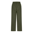 thumbnail image 4 of HaiMao Corduroy Pants Women Elastic Waist Mid-Rise Wide Leg Cropped Pants Baggy Barrel Jeans Trousers with Pockets Army Green 8(L), 4 of 6