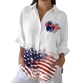 thumbnail image 2 of YLHFASHION Chemise à Imprimé Drapeau Américain Rétro pour Femmes pour la Fête de l'Indépendance, Imprimé Artistique, Chemise Décontractée à Col en V, Rabais de 50 % Liquidation Chemises pour Femmes, 2 of 5