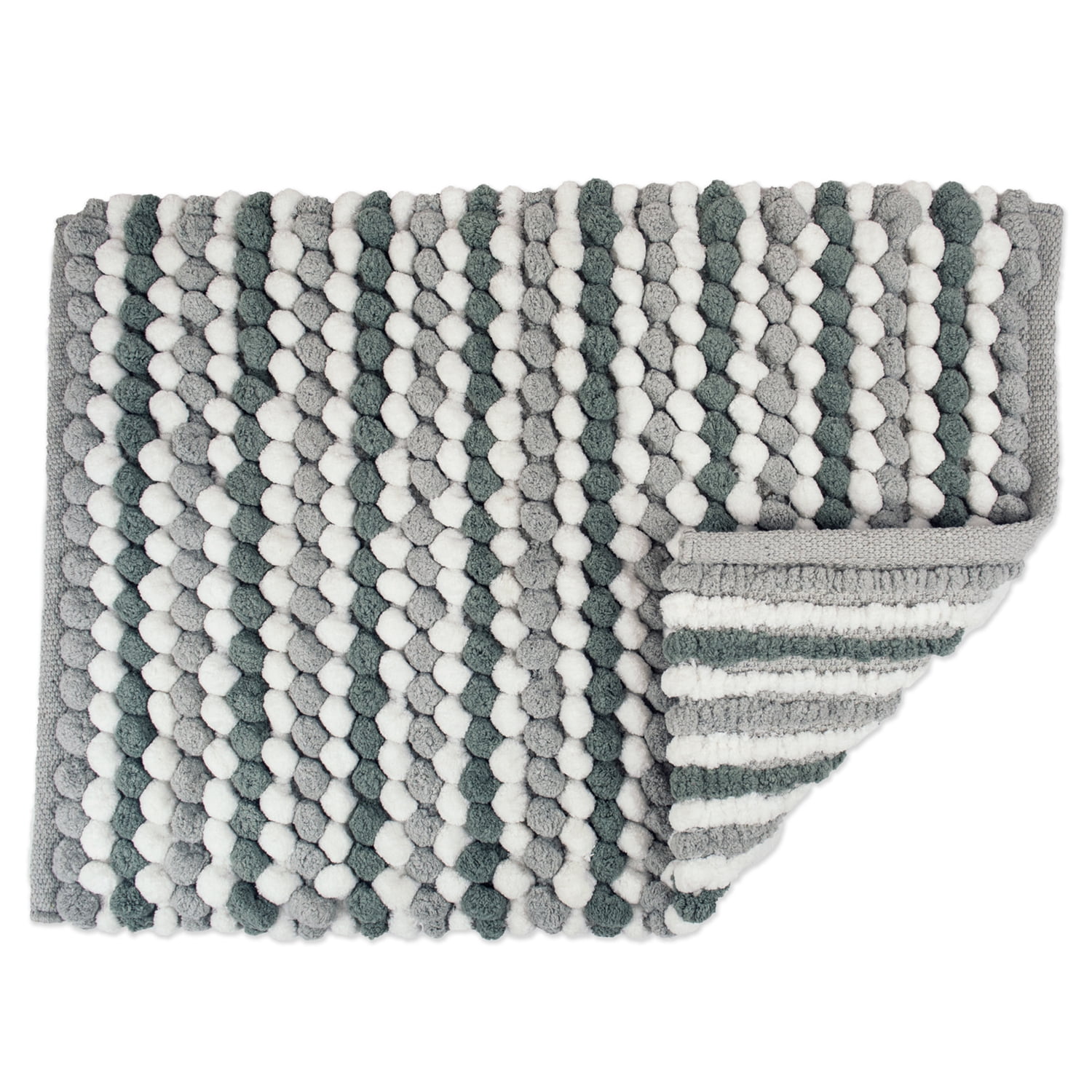 Gray Microfiber Stripe Bath Mat 17x24