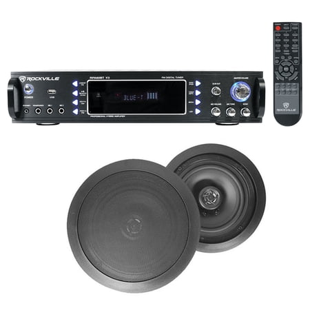 RPA60BT 1000w Home Theater Bluetooth Receiver +(2) Black In-Ceiling Speakers