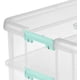 thumbnail image 3 of Caja con asa de 2 capas para apilar y transportar, contenedor de almacenamiento pequeño de plástico apilable con tapa con cierre, contenedor para organizar manualidades, transparente, paquete de 4, 3 of 8
