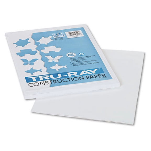 Tru-Ray Construction Paper, 76 lb Text Weight, 9 x 12, White, 50/Pack | Bundle of 10 Packs
