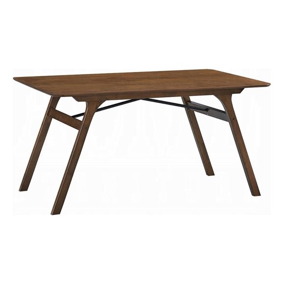 Table à Manger Lumy-59 Pouces-Plateau Rectangulaire-Noyer Brun Bois de Caoutchouc
